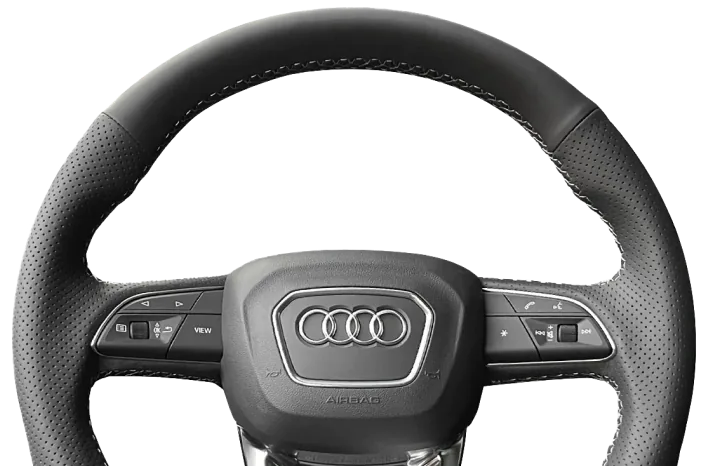 Audi steering wheel with modern controls for European car servicing Brisbane