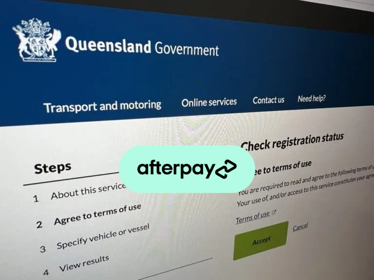 Car registration Afterpay