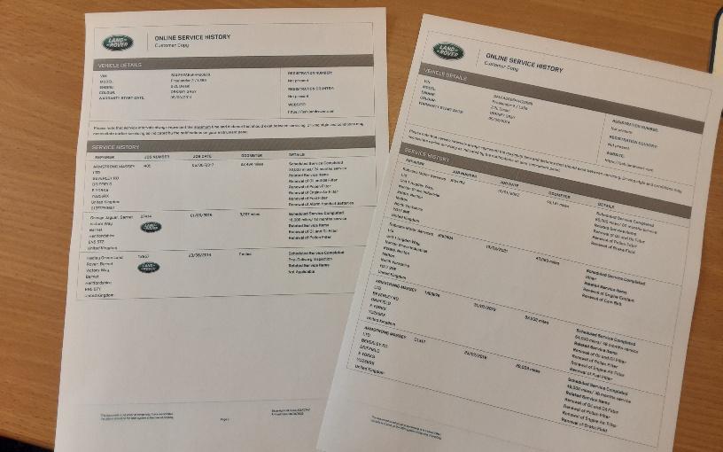 Land rover service history
